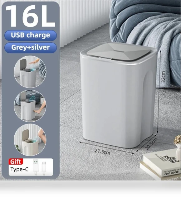 Automatic Touch Sensor Trash Bin — Kitchen Cans, Household supplies MH