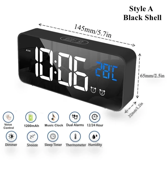Smart LED Bedside Digital Alarm Clock — Alarms & Clocks, Factory Discount Outlet