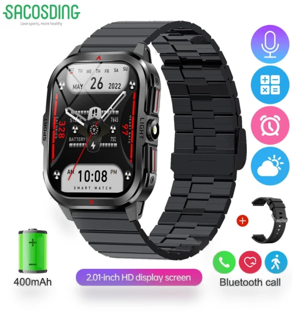 Curved Screen Outdoor Military LED Smartwatch — Smartwatches, SACOSDING