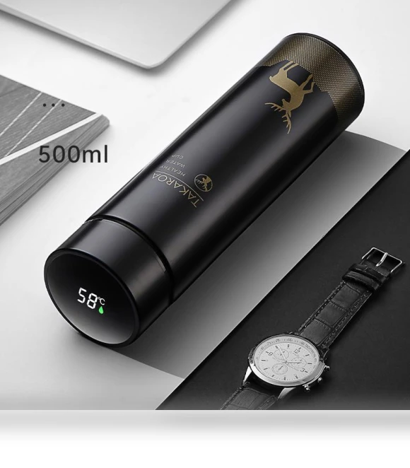 Smart Water Bottle Stainless Steel Thermos with Temperature Display — Travel Drinkware, JOHO