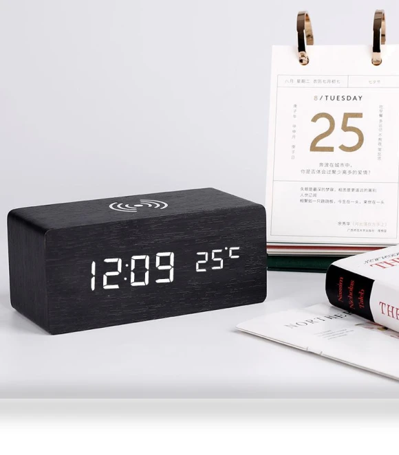 Wireless Charging Clock with Sound Control — Alarm, Fashionable bags
