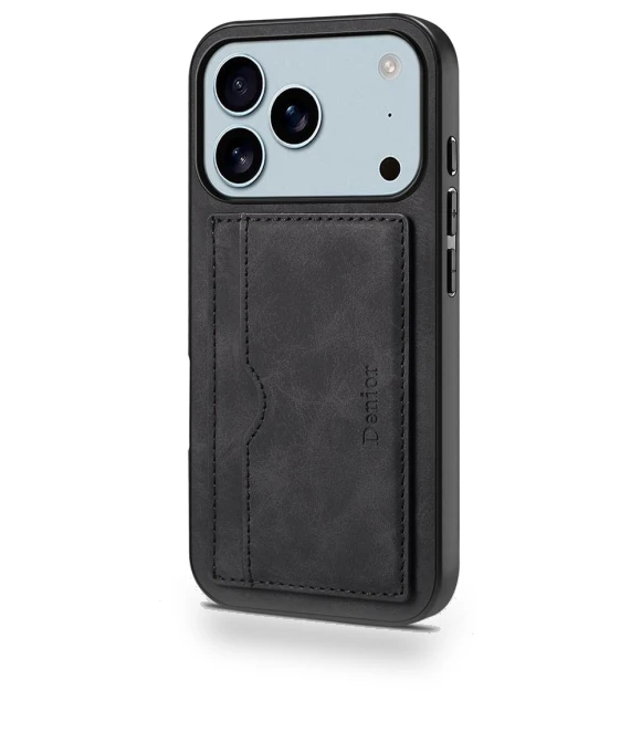Leather Phone Back Cover with Card Holder and Kickstand — Phone Accessories, DENIOR