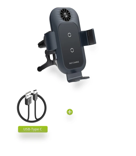 Touch Car Wireless Charger with Auto Sensor and Cooling Fan — Phone Accessories, Essager Electronic