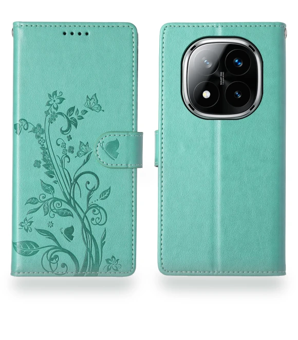Wallet Case Butterfly Floral Imprint PU Leather Phone Cover with Wrist Strap — Phone Accessories, Smartwatch 2025
