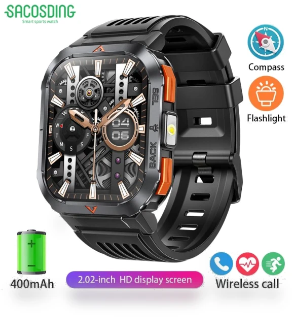 Waterproof Smart Watch with Compass and LED Flashlight — Smartwatches, SACOSDING