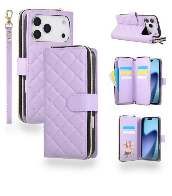 Zipper Wallet Rhombus PU Leather Crossbody Phone Cover — Phone Accessories, Smartwatch 2025