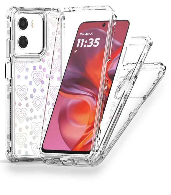 Clear Acrylic TPU Hybrid Phone Cover with Laser-printed Film Hearts — Basic Cases, Smartwatch 2025