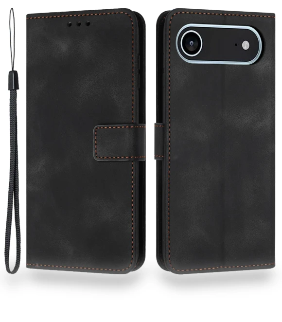 Solid Color Leather Wallet Protective Phone Cover — Basic Cases, Smartwatch 2025
