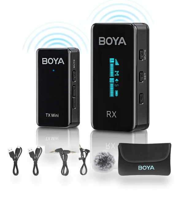 Mini Wireless Lavalier Microphone System with OLED Screen — Wireless Systems, Boya