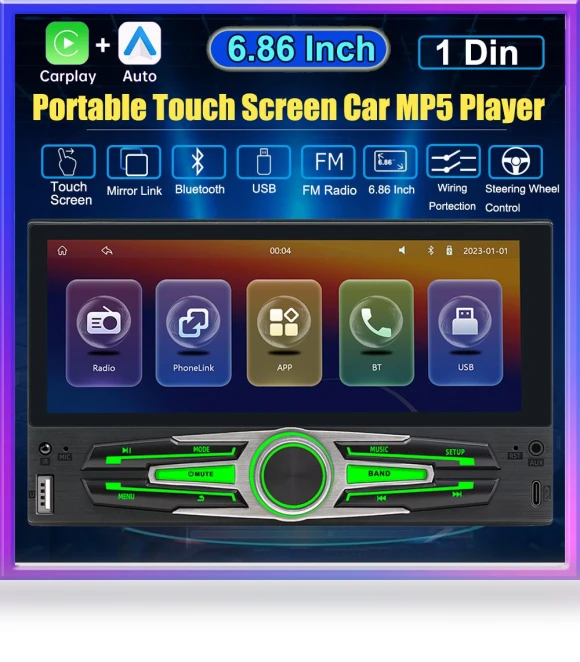 7-inch 1 Din Car MP5 Player with Touch Screen — Stereo Receivers, CreativeCode
