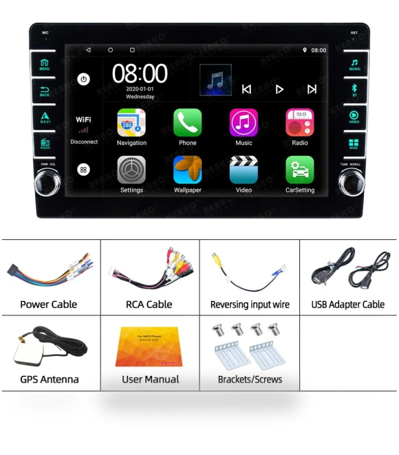 8-inch Wireless CarPlay Android Auto Car Multimedia Player — Stereo Receivers, Reakosound