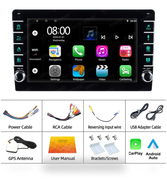 8-inch Wireless CarPlay Android Auto Car Multimedia Player — Stereo Receivers, Reakosound