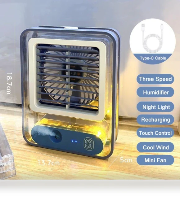 Cool Fan Mini Air Humidifier 2 in 1 with Night Light — Air Moisturizers, VAORLO
