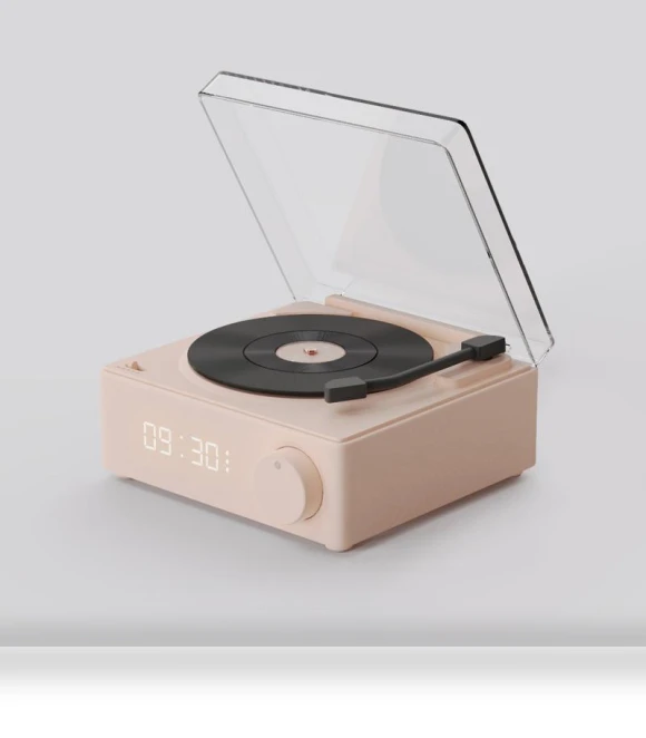Retro Vinyl Wireless Bluetooth Speaker Alarm Clock — Portable Sound Systems, Mango Event