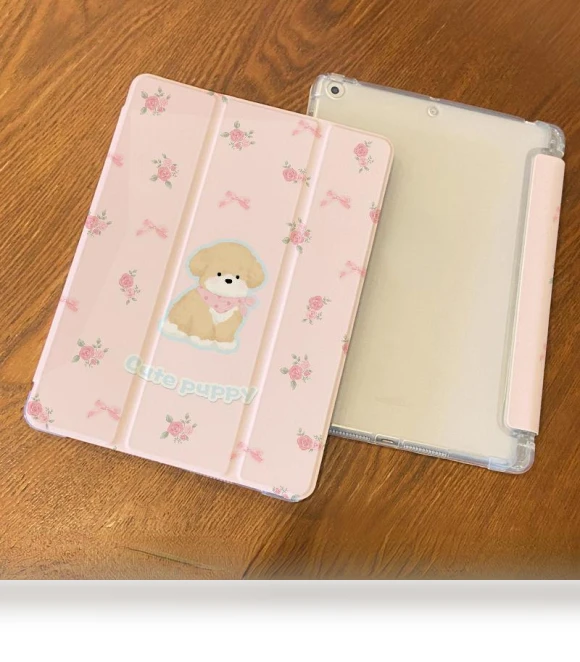High-Quality Smart Case for iPad with Floral Pattern and Cute Dog — Protective Cases, Joyway