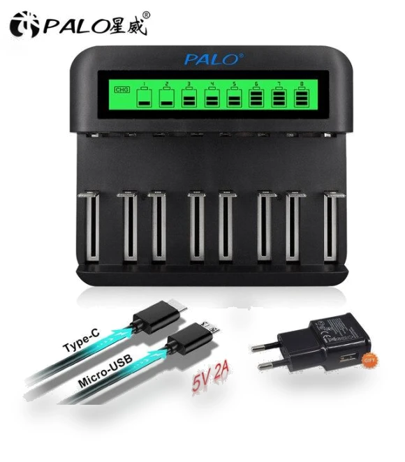 LCD Display USB Smart Battery Charger for AA AAA SC Size Batteries — Chargers, PALO
