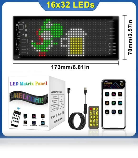 Programmable Bluetooth App Control LED Matrix Pixel Sign Display — Display Modules, VITA Dogdog Smartwear