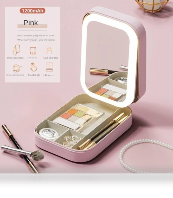 Smart LED Cosmetic Case with Mirror Lighting — Cosmetic Cases, Makeup Kits