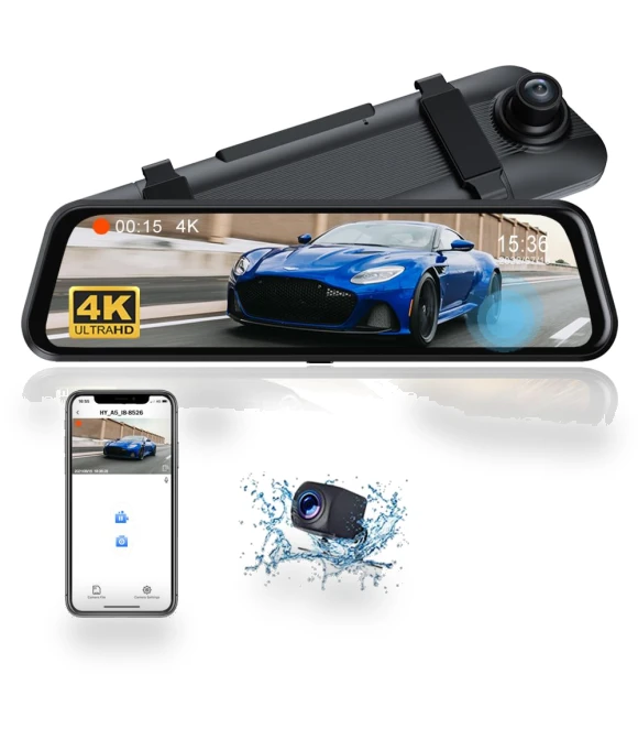 4K WiFi Mirror Dash Cam — Rearview Cameras for Cars, JOHO