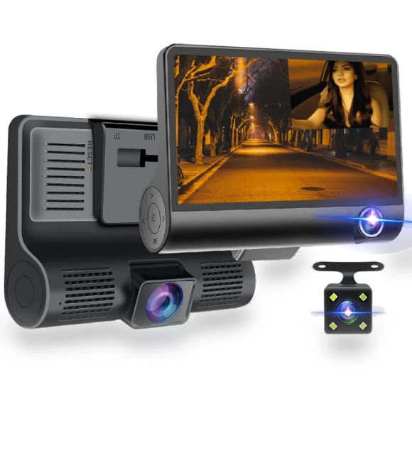 Car DVR Dash Cam 1080P with 3 Lenses — Rearview Cameras for Cars, HOME-Auto-001
