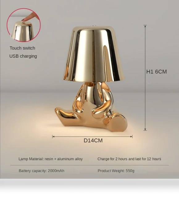 Gold Bedside Lamp with USB Touch Dimming — Lamps & Shades, Cosy Homes
