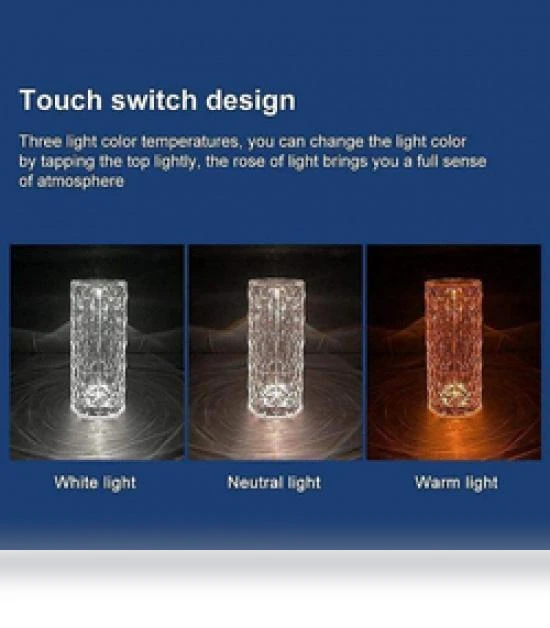 Rechargeable Portable Touch Crystal Rose Bedside Lamp — Desk & Table Lighting, Zhou Yajin