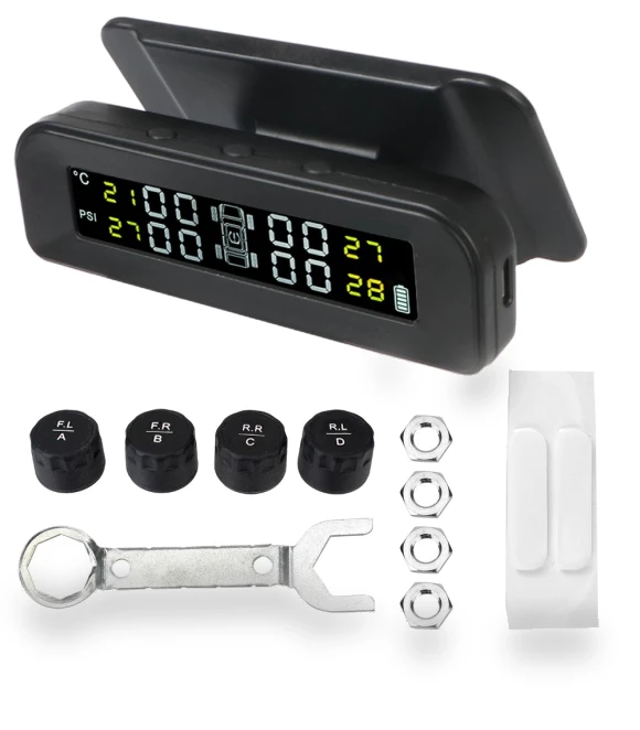 Solar Powered Smart Car Digital TPMS with 4 External Sensors — TPMS Sensor Replacements, LEEPEE Automotive Parts
