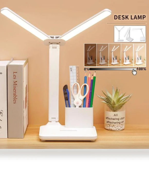 LED Desk Lamp with Dual Head and Holder — Study & Desk Lighting, DC-Home-2