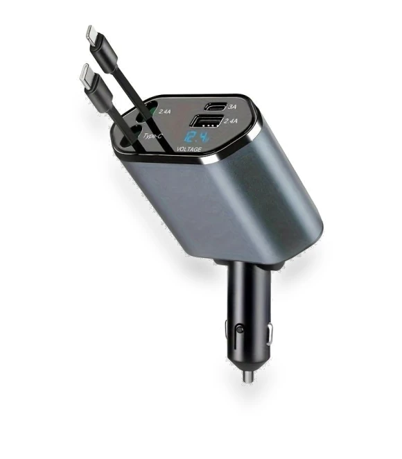 4-in-1 100W PD Fast Car Charger with Built-in Cables — Chargers, NyPhoenix Auto