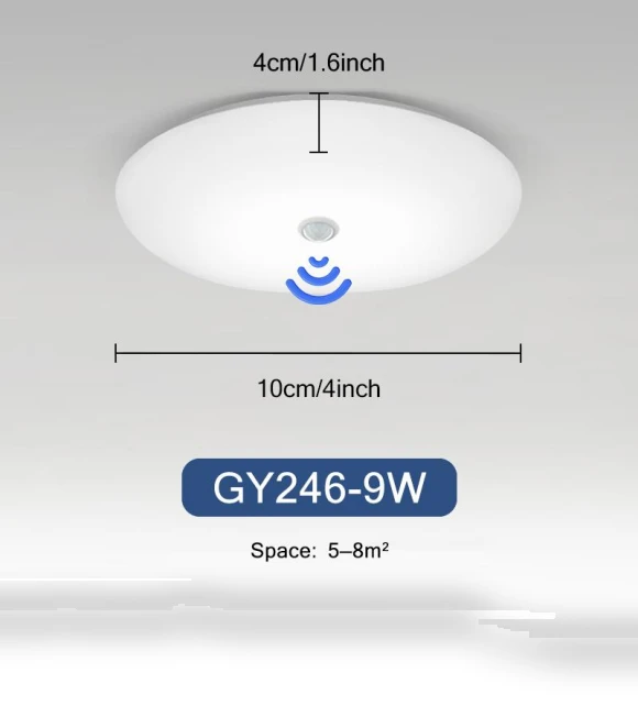 LED Ceiling Light with Automatic PIR Motion Sensor — Overhead Lighting, Your Warm Home