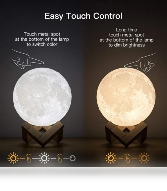 Rechargeable LED Moon Lamp — Night Lights, Yiran Furniture