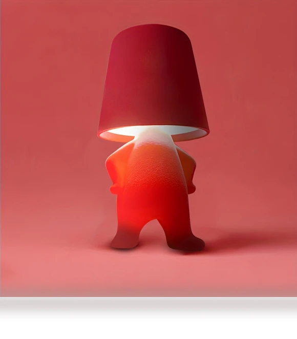 Bedside Touch Console Lamp with Velvet Thinker Figure Decoration — Desk & Table Lighting, Living style
