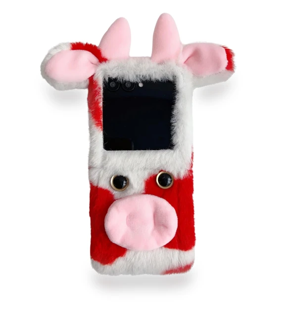 Fluffy Cute Cow Winter Plush Inner TPU Phone Case — Phone Charms, Smartwatch 2025