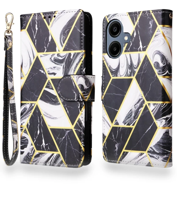 Lacquered Marble Pattern Leather Cover with Wrist Strap — Phone Accessories, Smartwatch 2025