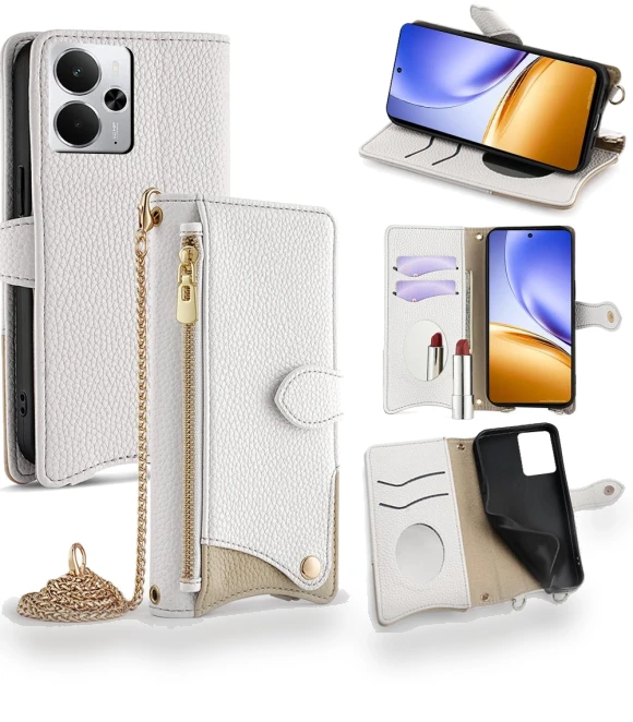 Leather Case Wallet Stand Cover with Chain Strap — Phone Accessories, Smartwatch 2025