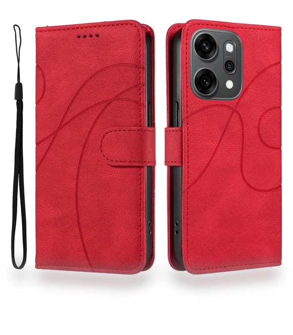 Leather Wallet Case with Stand and Curved Line Design — Sleeves, Smartwatch 2025