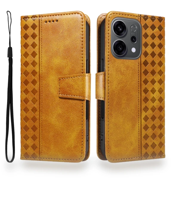 Leather Wallet Stand Case with Grid Embossing — Phone Accessories, Smartwatch 2025