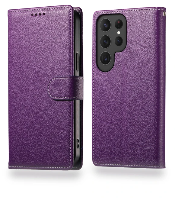 Litchi Texture Leather Wallet Stand Phone Cover — Phone Accessories, Smartwatch 2025