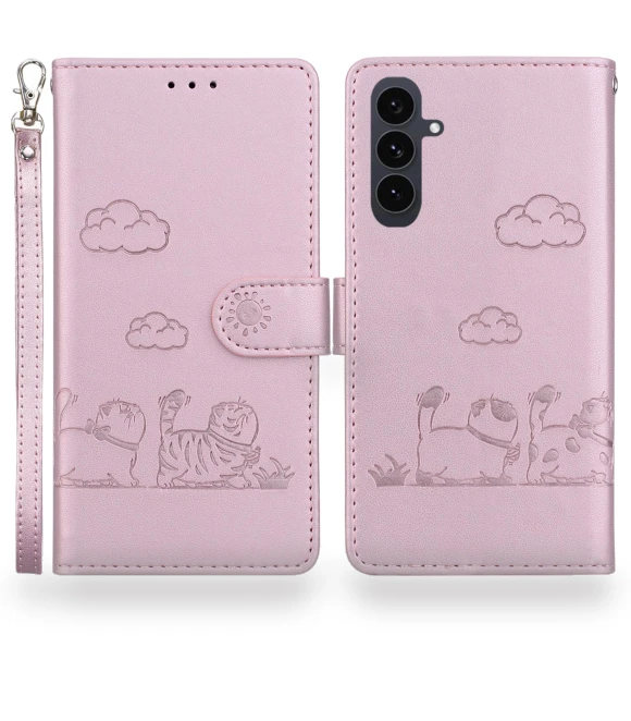RFID Blocking Kitten Pattern Phone Cover with Wrist Strap — Phone Accessories, Smartwatch 2025