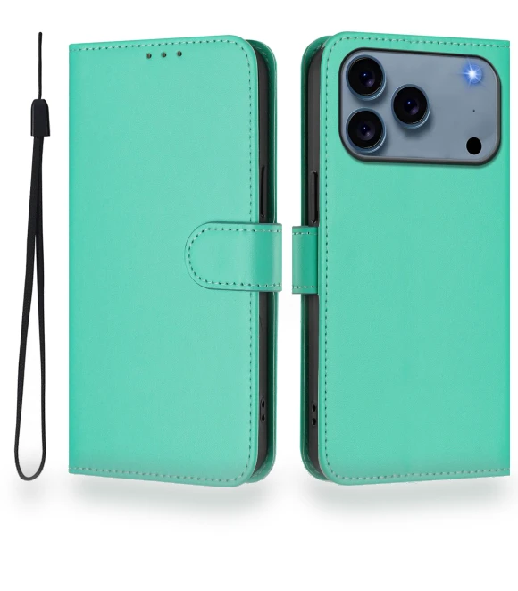 Solid Color Wallet Leather Phone Cover with Strap — Basic Cases, Smartwatch 2025