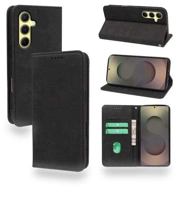 Strong Magnetic Leather Wallet Phone Cover with Striped Texture — Flip Cases, Smartwatch 2025