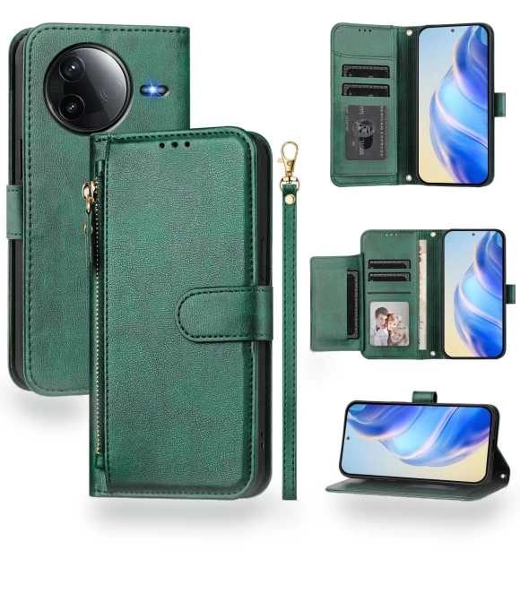 Zipper Pocket Multiple Card Slots Leather Phone Cover — Basic Cases, Smartwatch 2025