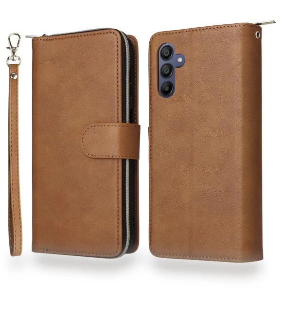 Zipper Pocket PU Leather Phone Cover with Hand Strap — Phone Accessories, Smartwatch 2025
