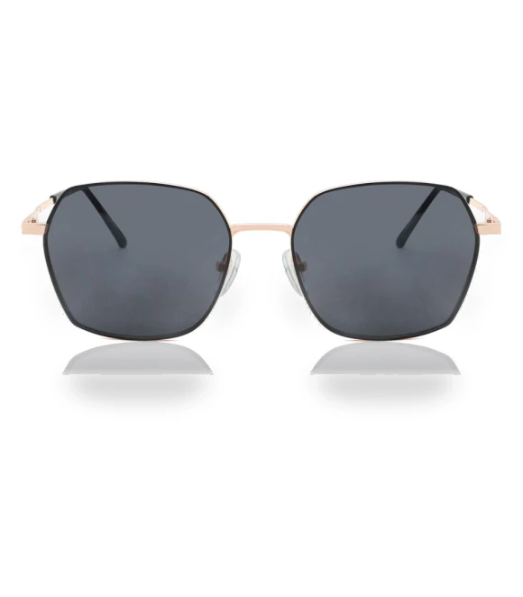 Full Rim Geometric Rose Gold Black Fashion Unisex Sunglasses — Eyewear Collection, SmartBuy Collection