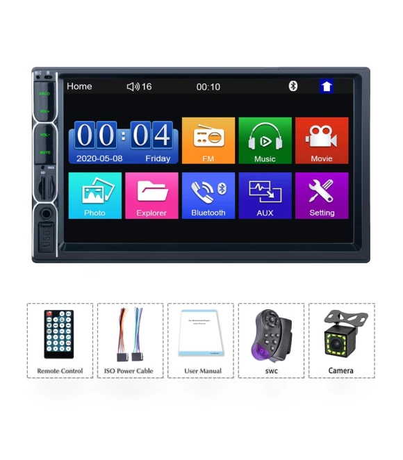 2 Din Car Radio with 7" HD Touchscreen — Car Installation Essentials, HOME-Auto-001