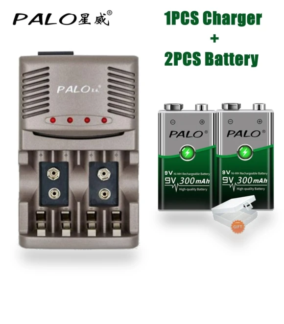 Ni-CD Ni-MH 9V Rechargeable Battery with Smart Charger — Chargers, PALO