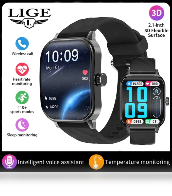 Smart Watch with 2.1” 3D Curved Screen — Smartwatches, LIGE