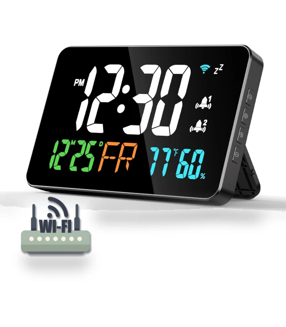 Smart WiFi Desktop Clock with Digital LED Display — Alarms & Clocks, Homedepot