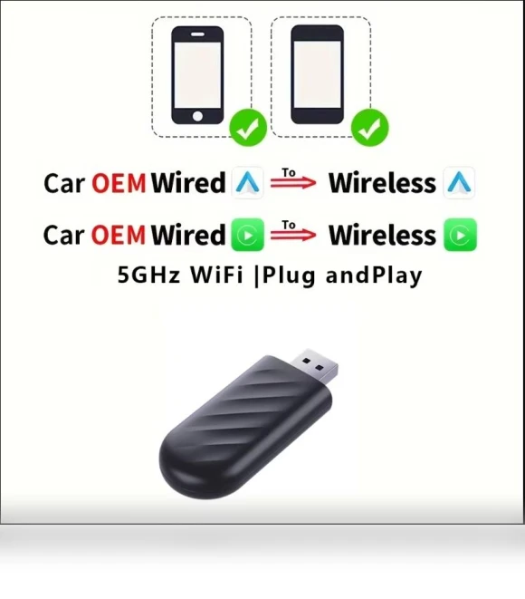 Wireless Android Auto and Carplay Adapter 2-in-1 Smart Dongle — Phone Accessories, Kebidumei