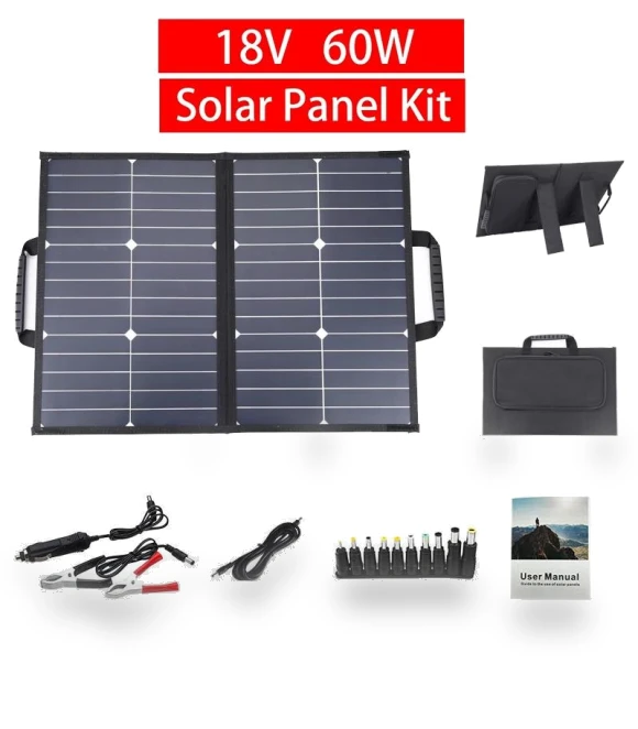 18V 60W Foldable Solar Panel Kit with Controller — Solar & Wind Power, Stone Home